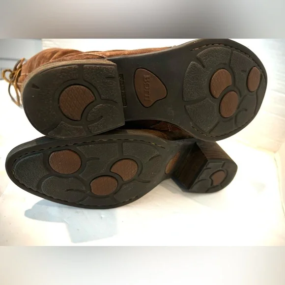 Born Felicia Riding Boots Leather Brown Suede Distressed Tall Western Lace Up 9M - Picture 6 of 6